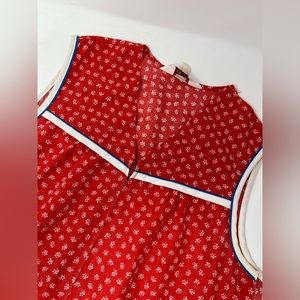 Vintage KOMAR Colorful Red Dot/Flower Geometric A-Line Dress Women's Size M GHQ4